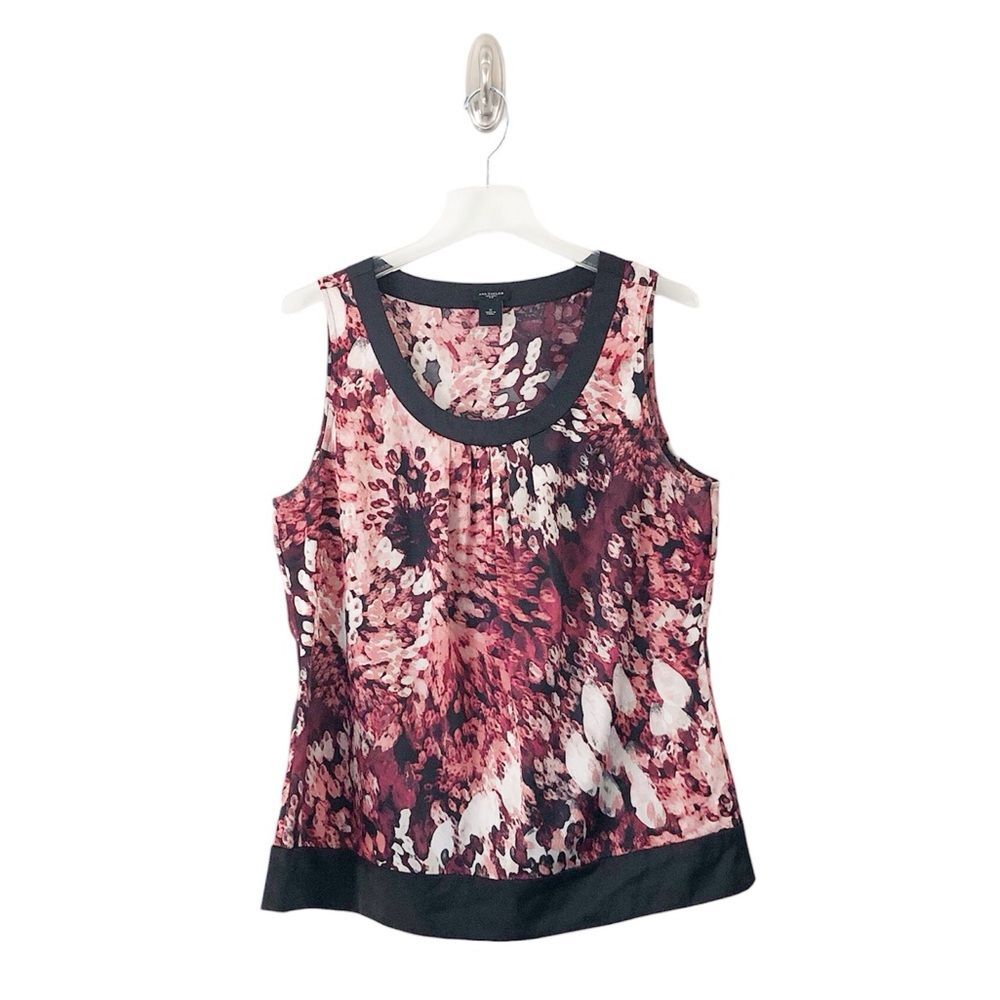 Ann Taylor Factory Women’s Burgundy, Mauve, White & Black Satin Tank Size 12